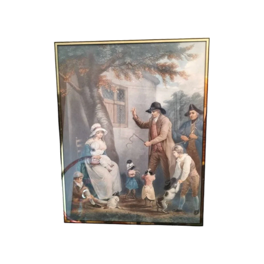 Thomas Gold Appleton ‘Dancing Dogs’ Original Mezzotint, 1910, Gilded Frame with Verre Eglomise Glass by Henry Graves & Co, Pall Mall, London