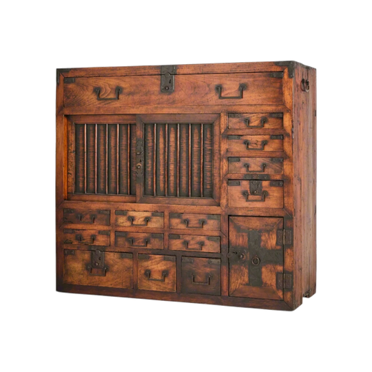 Japanese Choba-Dansu Merchant’s Chest, Edo Period c.1840, Cypress and Cedar with Iron Hardware