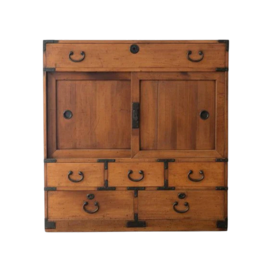 Japanese Choba-Dansu Merchant’s Chest, Meiji Period c.1910, Cypress with Iron Fittings