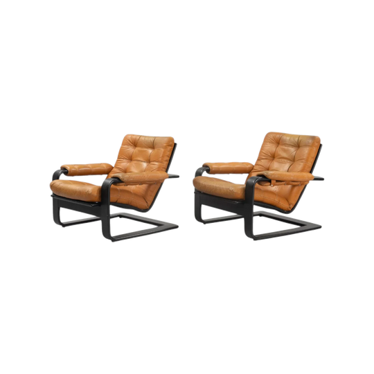 Coja Leather Arm Chair 1970's Pair