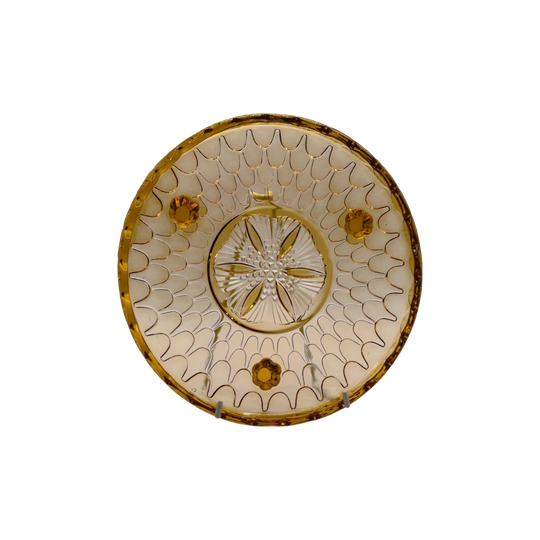 Vintage 1930s Amber coloured Glass Bagley Fish Scale Plate