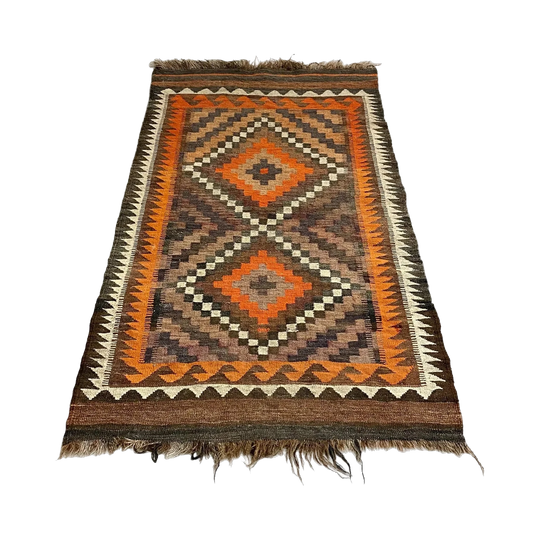 Vintage Handwoven Wool Kilim Rug with Colourful Geometric Pattern, 166 x 93 cm