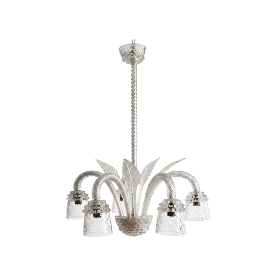 Five Arm Barovier & Toso Leaf Chandelier