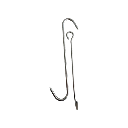 Pair of Vintage French Polished Steel Butcher’s Hooks, Mid-Century