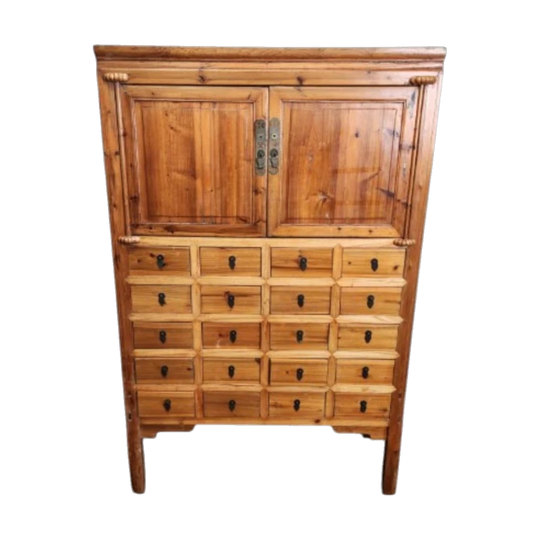 Elm Wood Apothecary Cabinet with Twenty Drawers