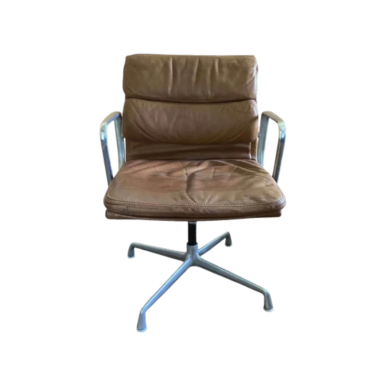 Genuine 1970's Eames Herman Miller Light Tan Soft Pad Aluminium Swivel Group Chair