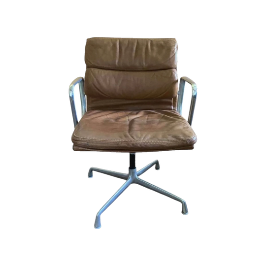 Genuine 1970's Eames Herman Miller Light Tan Soft Pad Aluminium Swivel Group Chair
