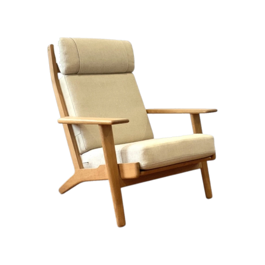 Hans Wegner for Getama GE290 High-Back Oak Plank Chair, Denmark, 1955 Design