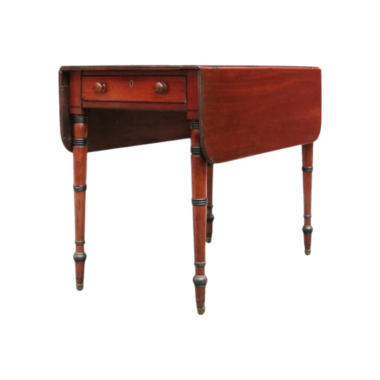 Antique English Mahogany Pembroke Hall Table with Drop Sides and Single Drawer, c. 1870