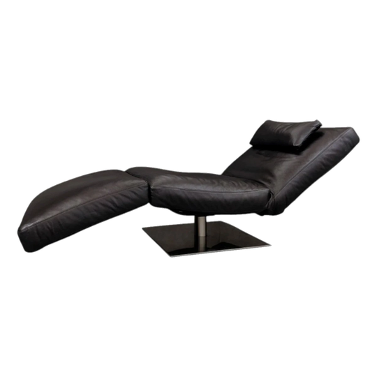 Natuzzi Zeta Adjustable Chaise Lounge, Aubergine Leather, Italy, c. 1990s