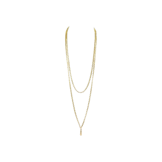 Antique Victorian 9ct Yellow Gold Belcher Muff Chain with Albert-Style Clasp, 153 cm