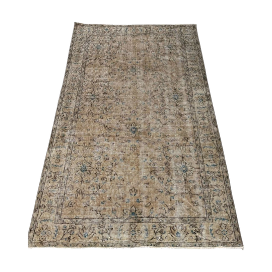 Vintage Oushak Turkish Scatter Rug, 116 x 201 cm – Hand-Knotted Wool, Low Pile (Rug 88)