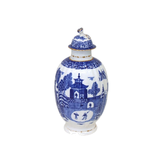 First period hand painted Worcester porcelain tea canister