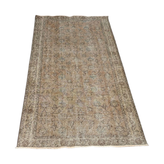 Vintage Turkish Oushak Scatter Rug, Hand-Knotted Wool, Anatolia Türkiye, approx. 70 years, 97 x 187 cm