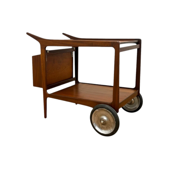 Younger Ltd Mid-Century Teak Drinks Trolley, 1960s – Two-Tier with Detachable Bottle Holder