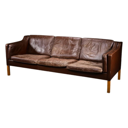 Børge Mogensen. Three-seater leather sofa, model 2213