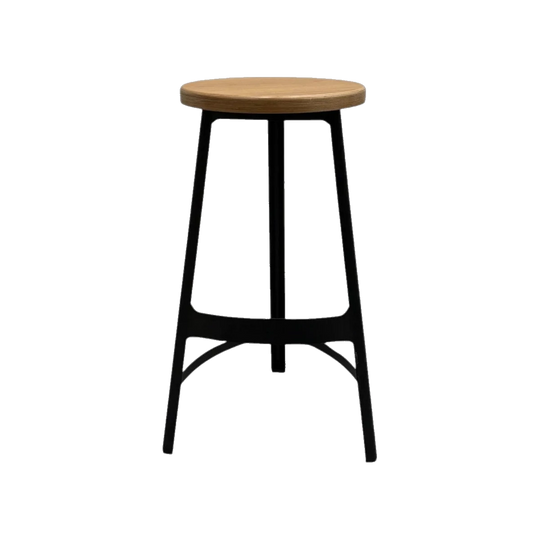 Sean Dix Barstool - Natural Timber & Black Metal