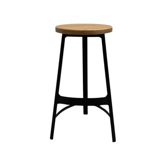 Sean Dix Barstool - Natural Timber & Black Metal