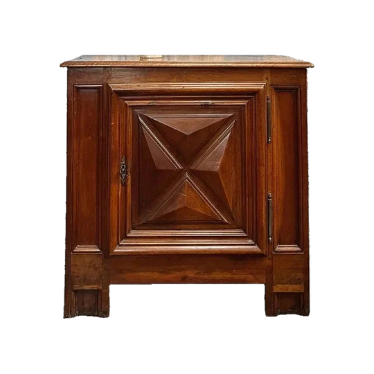 Mid-20th Century Solid Oak Jam Cabinet, French Louis XIV Style with Diamond-Point Detailing