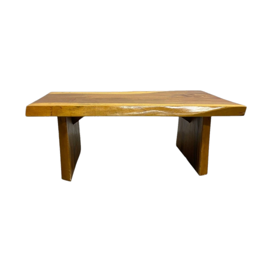 Vintage 1960s Organic-Form Solid Wood Slab Coffee Table