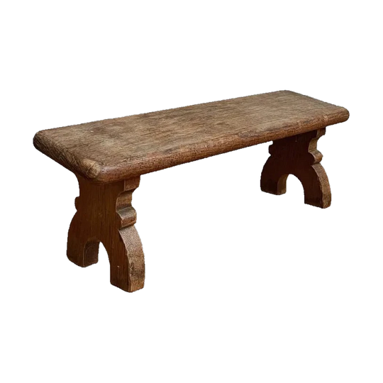 Small 19th-Century French Provincial Rustic Oak Bench