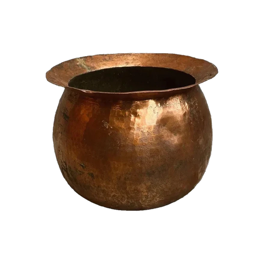 Large French 19th Century Copper Cauldron-Form Jardiniere