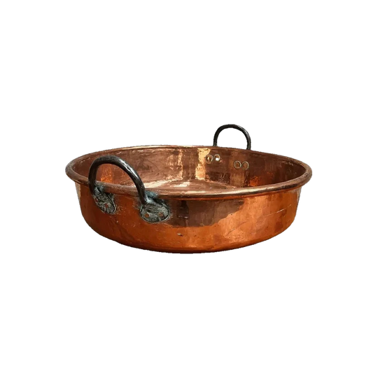 Mid-19th Century French Copper and Brass Preserve Pan (Jam Basin) with Twin Handles