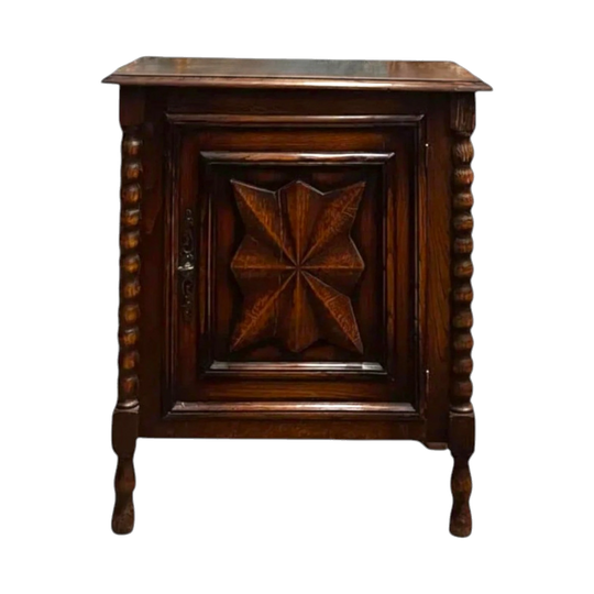 Early 19th-Century Walnut Jam Cabinet with Diamond-Point Door and Original Key