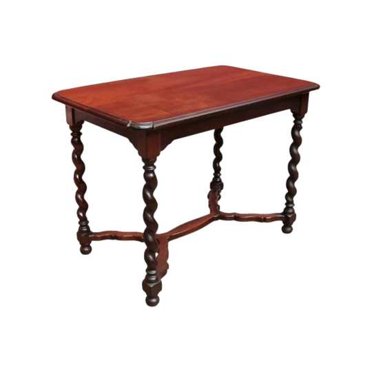 Antique English Mahogany Barley Twist Hall Console Table or Small Desk B13006
