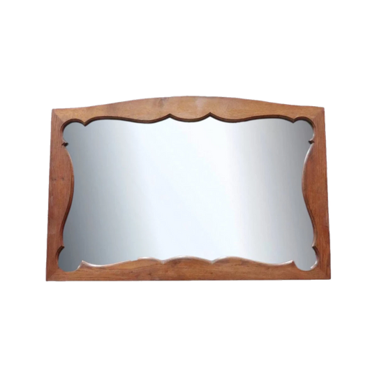 Vintage French Oak Art Novo Arched Wall Hanging Mirror B13016