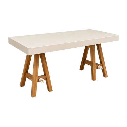 Boathouse Trestle Dining Table Stone Top & Timber Legs