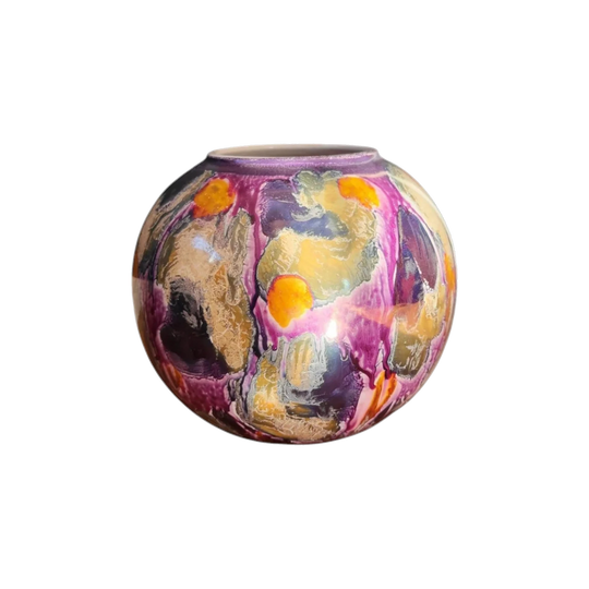 Scheurich Keramik 508-20 Spherical Vase with Rare Reactive Drip Glaze, West German Pottery, 1970s