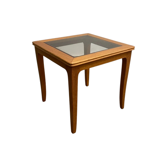 Mid-Century Australian Teak Side Table with Smoky Glass Top