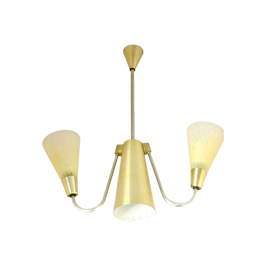 Anodised Aluminium and Glass Retro Light Fitting
