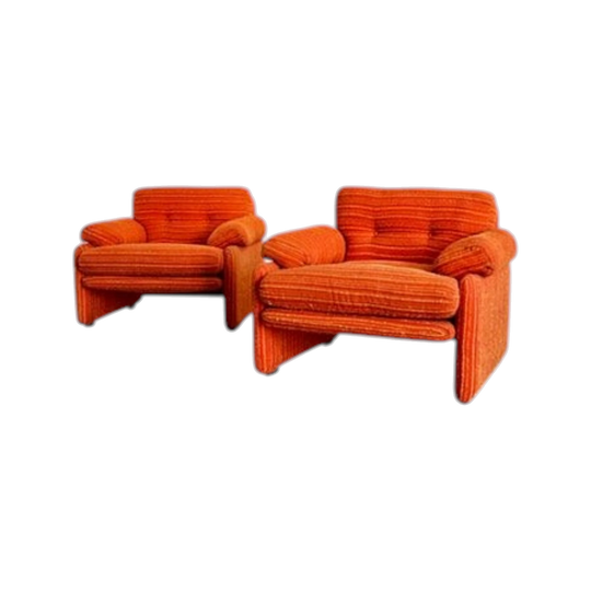 Set of Two Coronado Armchairs by Tobia Scarpa for C&B Italia, 1970s, Original Upholstery
