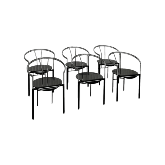 Set of Six Postmodern Armchairs Italy 1980s