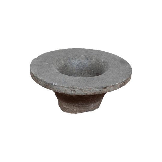 Indian Round Solid Stone Urn – Single, Base 22 x 35 cm (Uneven Base)