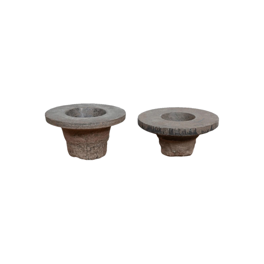 Pair of Indian Round Stone Urns