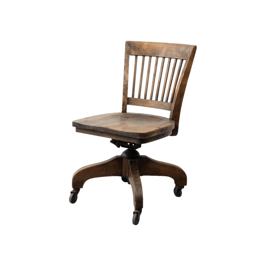 European 19th-Century Mechanical Swivel and Tilt Office Chair on Wheeled Base