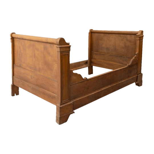 19th-Century Timber Sleigh Bed Frame
