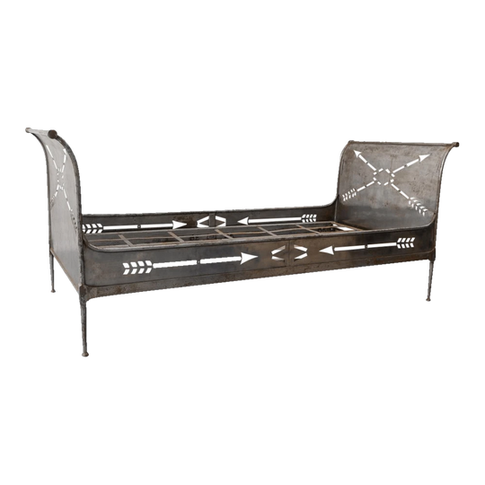 Matched Pair of French Iron Daybeds with Solid Ends