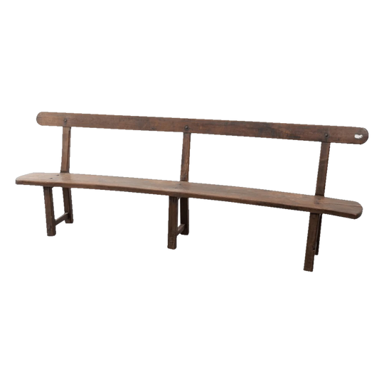 European 19th‑Century Bench Seat with Curved Backrest, 245 cm
