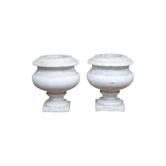 Pair of 19th-Century French White Marble Urns