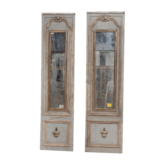 Set of Early 19th-Century Mirrored Wall Panels with Original Paint and Glass