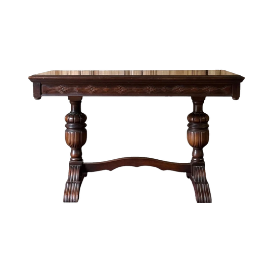 Vintage Tudor Revival Library / Console Table