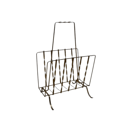 Italian Twisted Brass Magazine Rack 1970s