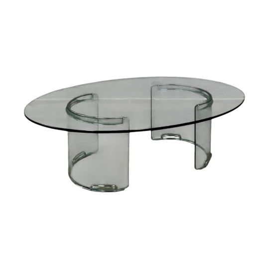 Gallotti & Radice Oval Glass Coffee Table Italy 1970s