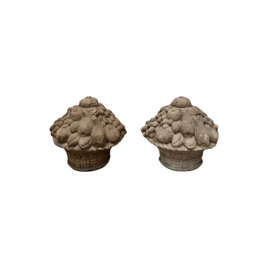 Pair of cast Stone fruit Basket Finials