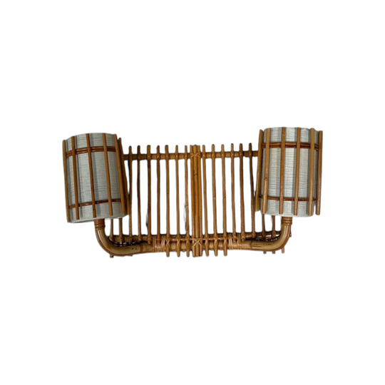 Bamboo Double wall light, France 1950s