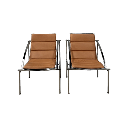 CHROME AND LEATHER LOUNGE CHAIR 1970s